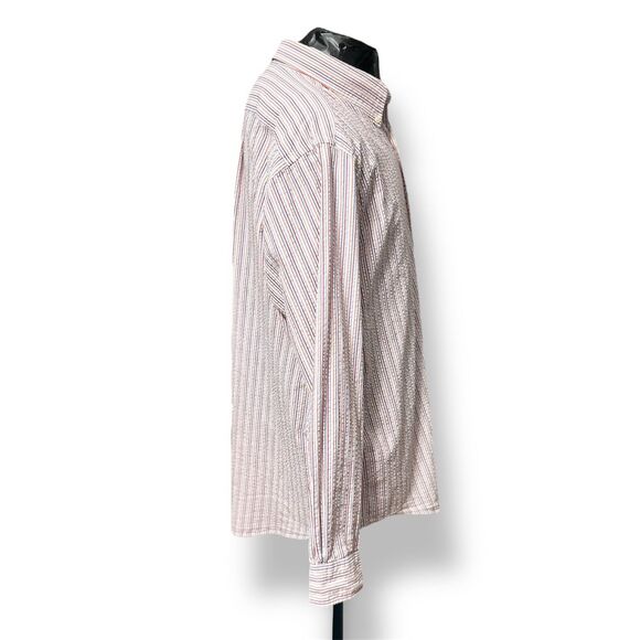 Brooks Brothers Men's L Red Stripe Cotton Textured Button Down Long Sleeve Shirt - Picture 3 of 8